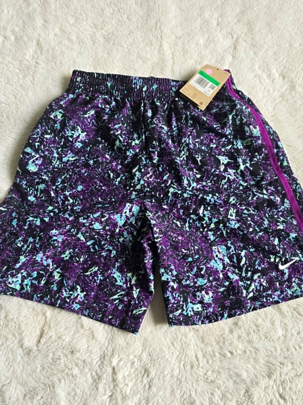 Nike Dri-FIT XL Training Shorts Abstract Purple/Black Drawstring Elastic